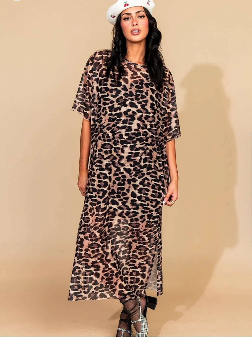 Dressed in Lala Karma Oversized Mesh Dress + Slip in Leopard Lover